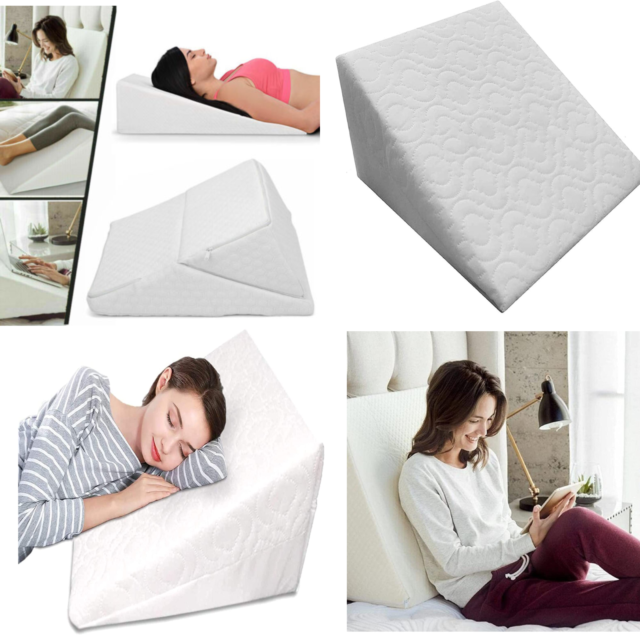 Wedge Pillow for Back Support Memory Foam Cushion Reading Anti Reflux Pillow UK