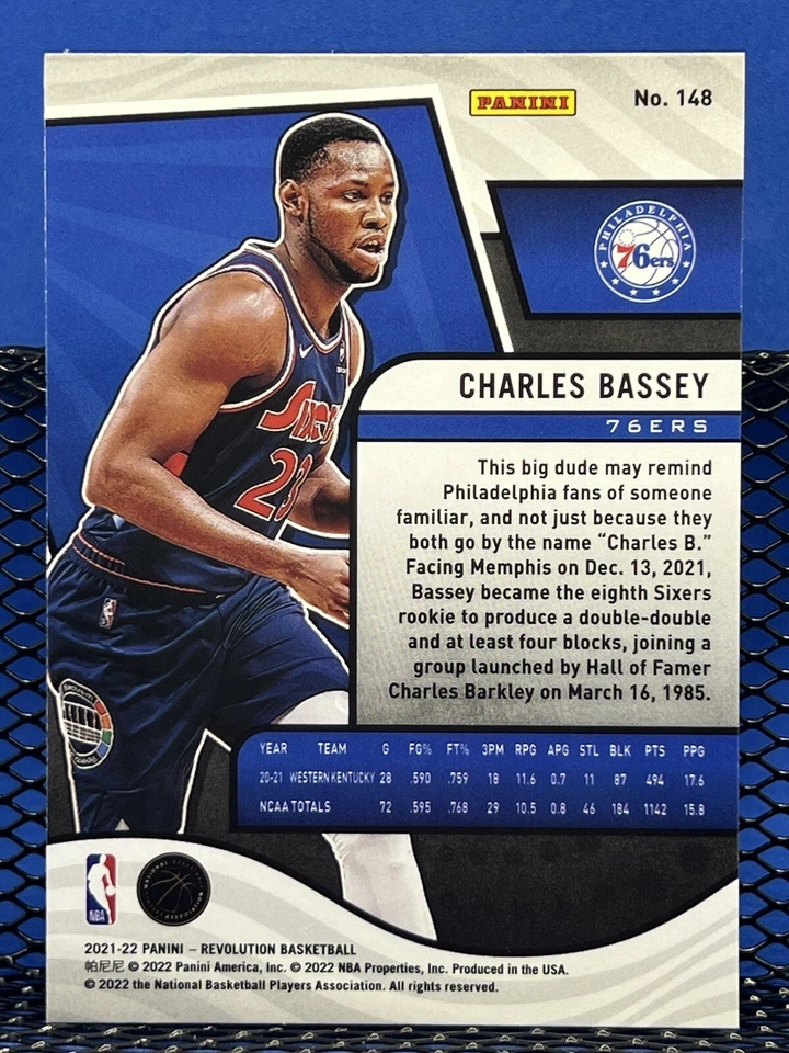 2021-22 Panini Revolution CHARLES BASSEY Rookie Card RC Philadelphia 76ers 148 - Image 2 of 2