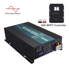 5000W Pure Sine Wave Power Inverter 24V Car Motorhome 60A MPPT Solar Controller