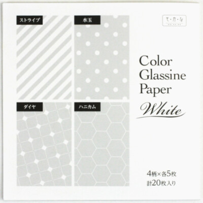 Glassine Origami White-Mix 4 Muster, 15 cm, transparentes Papier in 4 Mustern