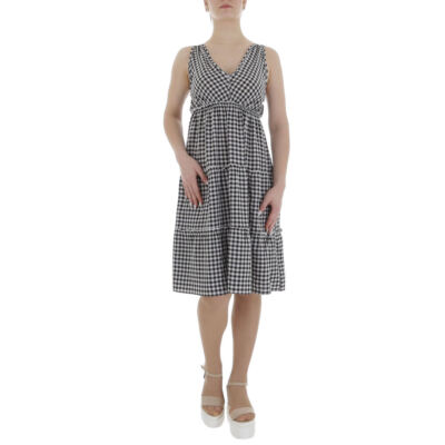 Damen Volants Kleid 0624 Ital-design In Schwarz