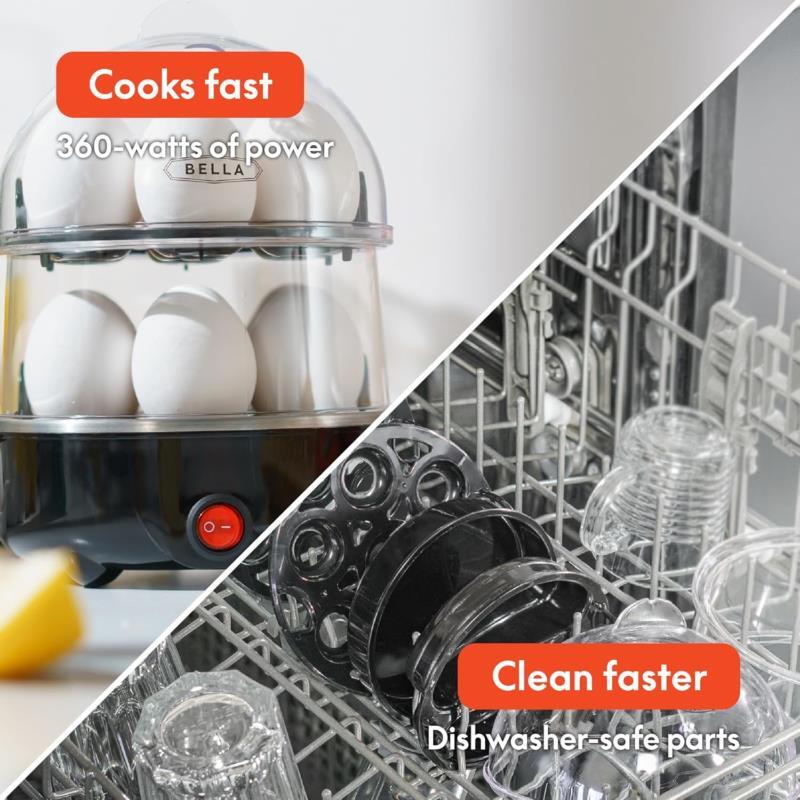 Bella Rapid Electric Egg Cooker and Omelet Maker with Auto Shut Off for Easy Cooking