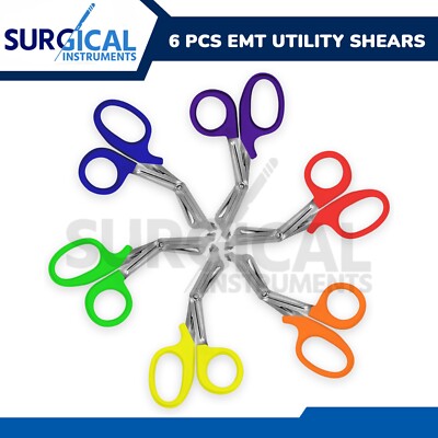 Assorted Rainbow 6 Pcs EMT First Responder 7.5'' Utility Shears German Grade