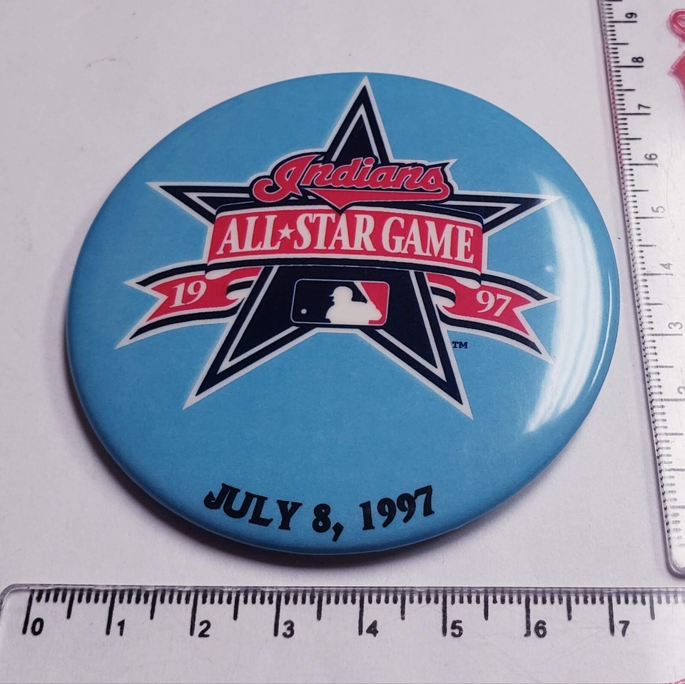 Vintage 1997 MLB AllStar Game Button 7/8/97 Cleveland Indians Jacobs