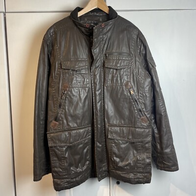 Milestone Faux Leather Cotton Resin soft dark chocolate cargo parka jacket 50 EU