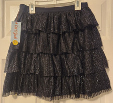 Black Skirt Girls Tulle Sparkle Holiday Cat  Jack Glitter XL 14  16 Layered NEW