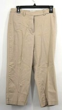 Liz Claiborne Women Brown Zip Fly Stretch Straight Fit Slit Hem Trouser Pants 8