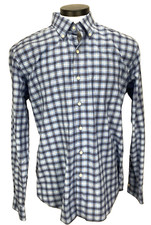 Peter Millar Dress Shirt Men's Large Crown Blue Plaid Long Sleeve Button Down