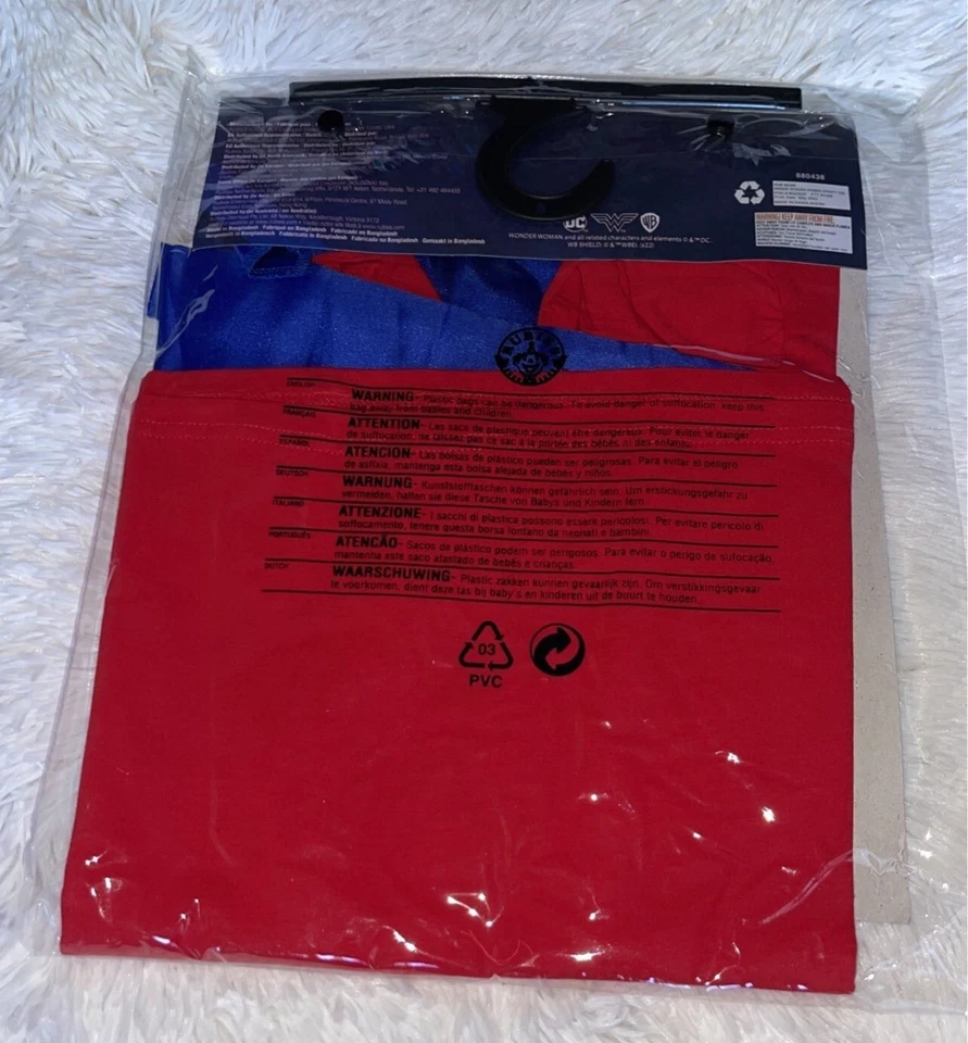 Disfraz Mujer Adulta Mujer Maravilla Talla Mediana Con Capa y Camisa Vestido Talla 10-14 Foto 3 de 3