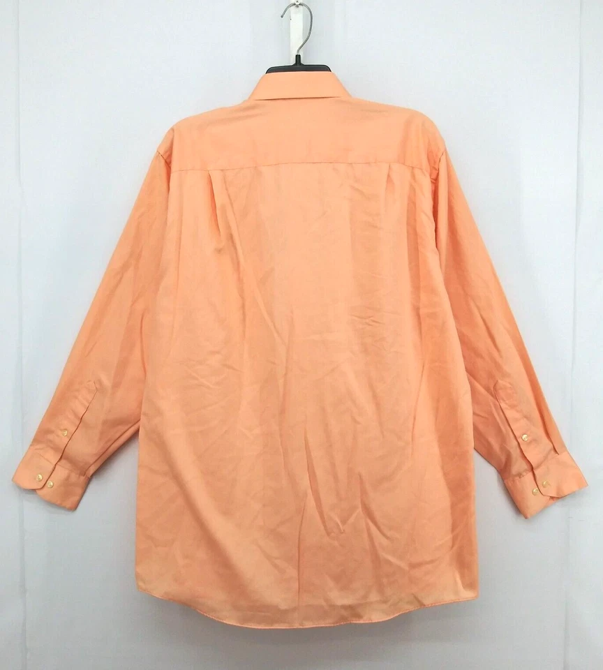 Camisa de vestir Geoffrey Beene para hombre talla L naranja crema manga larga abotonada Foto 3 de 4