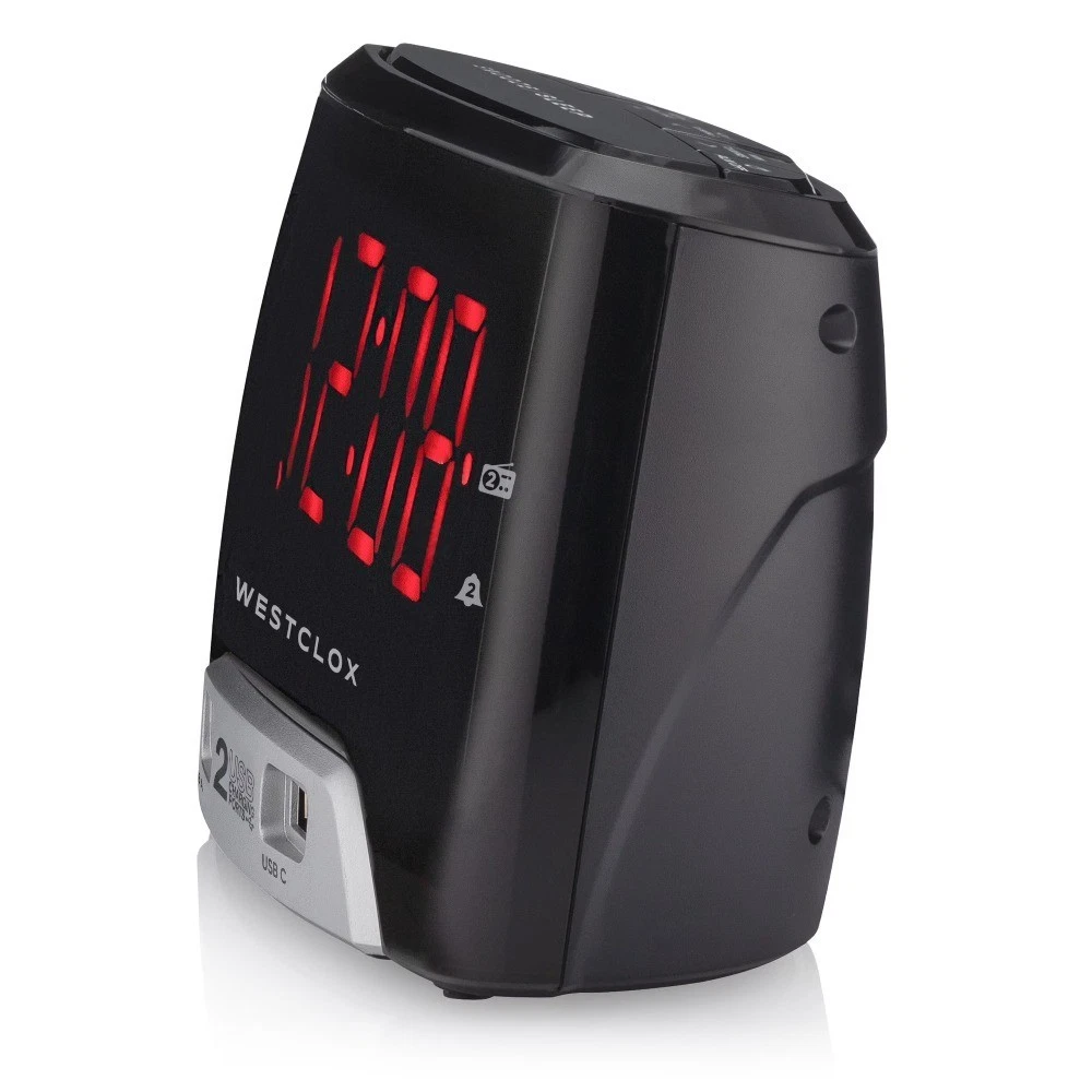Electric Large 1.4” Red LED Digital FM Clock Radio 2 USB Charging Port with - thumbnail 4