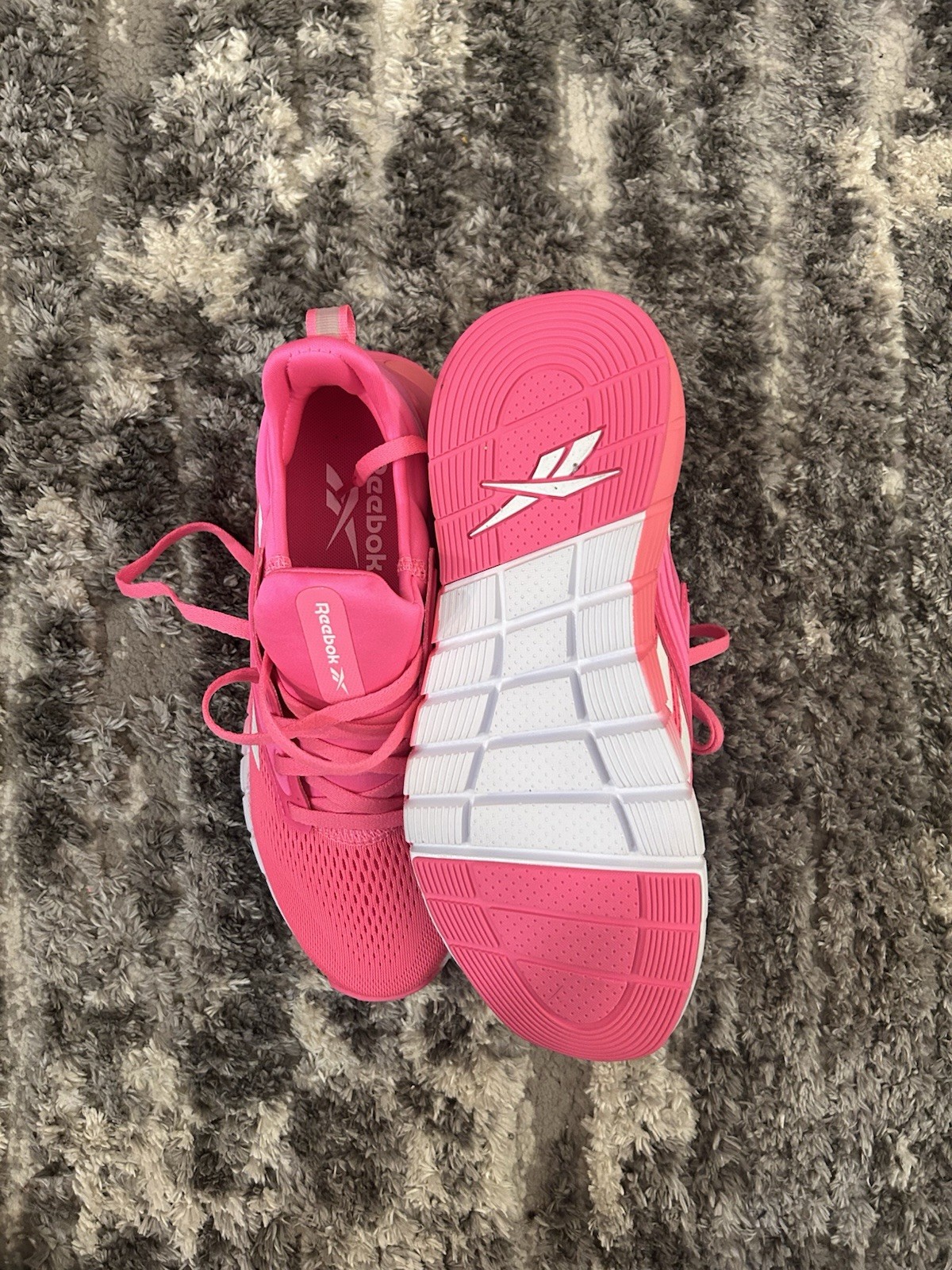 Reebok Pink White womens Lace Up Low Top Running Athletic Sneakers thumbnail 2