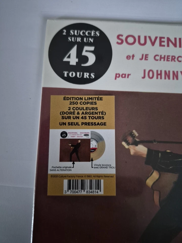  Johnny Hallyday disque vinyle 45 tours Édition Limitée  - Photo 2/3