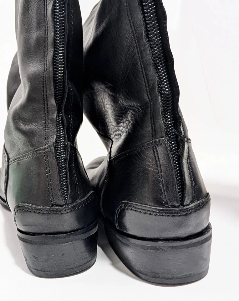 Botas de montar Denver Hayes de cuero negro hasta la rodilla espalda cremallera excelente forma Foto 4 de 4