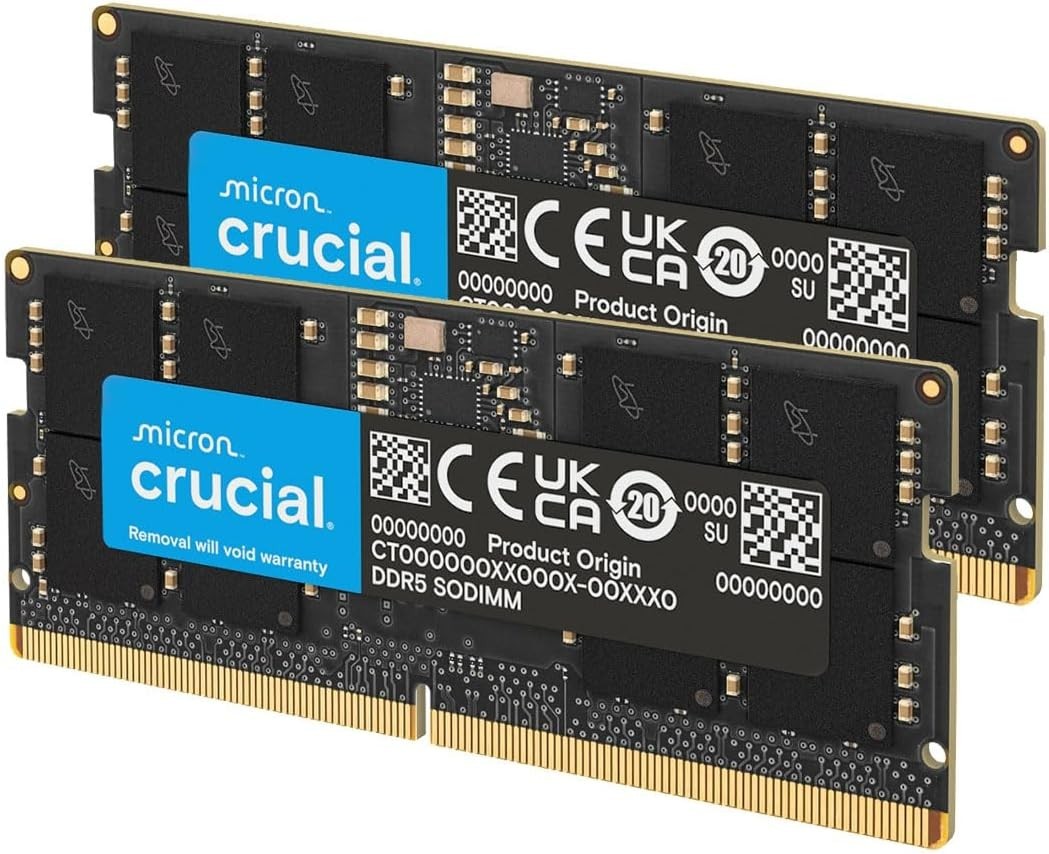 Crucial DDR5-5600 SODIMM – 32GB (2×16GB) – Laptop Memory – CT2K16G56C46S5 NEW