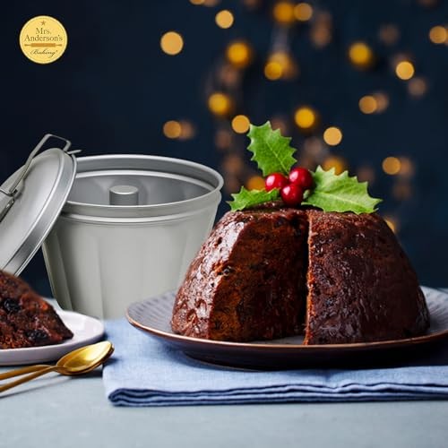 Mrs. Anderson’s Baking Non-Stick Steamed Pudding Mold with Lid, 1.6-Liters