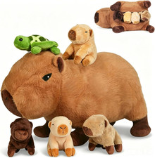 5 in 1 Capybara Plush Toy Set with 4 Baby Capybaras - Perfect for Kids