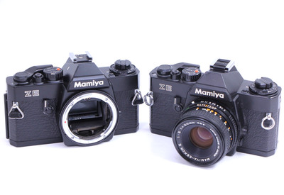 2x Mamiya ZE Film Cameras 35mm SLR w Mamiya-Sekor E 50mm f2 Lens lot All Work!