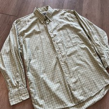 Vintage Burberry Burberrys London Long Sleeve Button Shirt Green Plaid USA Large