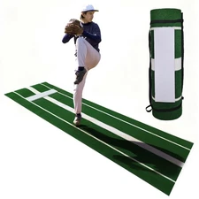 10x3ft Softball Pitching Mat w/ 0.7“ Rubber Mound, Non-Slip Backing for Outdoor