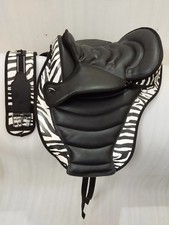 Zebra Treeless Bareback synthetic saddle  matching Girth  15" Sizes For Horses
