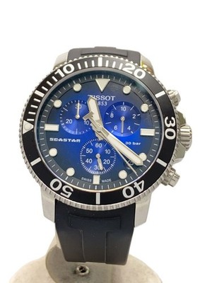 TISSOT quartz watch/analog/rubber/BLU/BLK/T120.417.17.041.00 Authentic