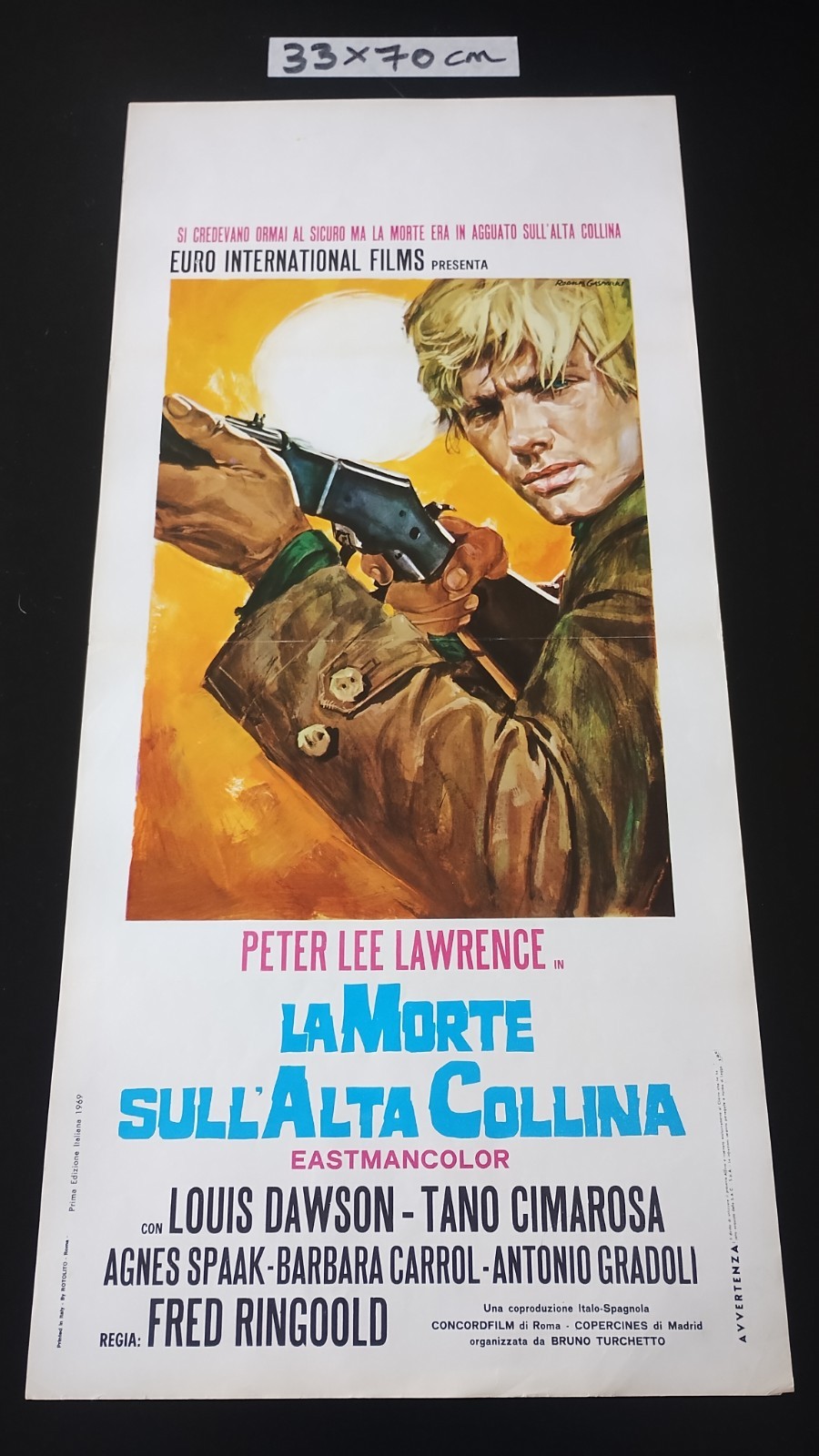Locandina originale film La morte sull'alta collina (1969) - Regia di Alfredo Medori, Fernando Cerchio