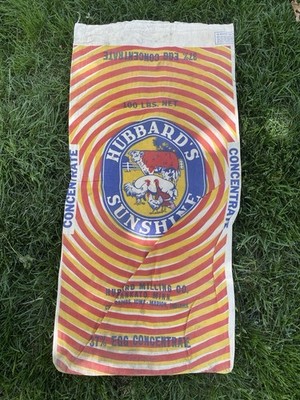 Vintage Hubbard s Sunshine Feed Sack Bag 37% Egg Conc Cow Chicken Pig Minnesota