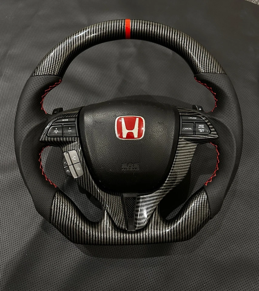 Volante de fibra de carbono Honda Accord octava generación cupé 2008-12 Odyssey 2011-17 Foto 4 de 4