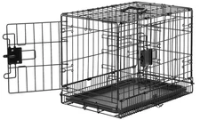 AMAZON BASICS DURABLE FOLDABLE METAL WIRE PET CRATE TRAY DOUBLE DOOR, 22X13X16