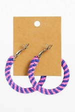Braided Hoop Earrings   Pink  Purple Lightweight Boho Summer Jewelry