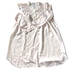 VTG Miss Elaine Size Small Baby Pink Floral Satin Nightgown Long Sleeve