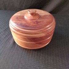 Acacia Wood Bowl With Lid Decorative 9" Diameter Turned