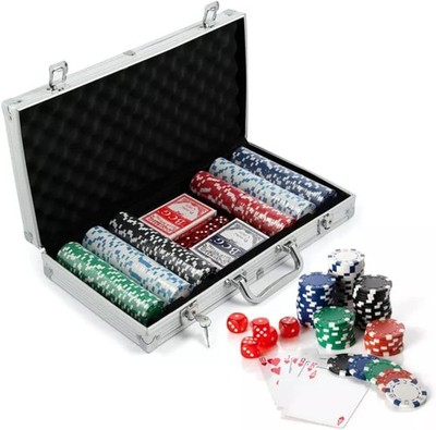 300tlg Casino Poker Set Texas Hold'em & Blackjack Chips Karten Alukoffer