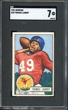 1951 Bowman #20 Tom Landry Rookie SGC 7 Vintage HOF RC Football Card (2370). rookie card picture