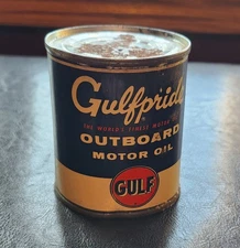 Gulf Gulfpride Outboard motor oil Half Pint Metal Can