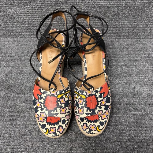 Coach Dana Leather Floral Silky Multi-color Espadrille Wedge Sandals Size 11 - Picture 7 of 9