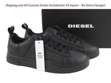 DIESEL S-Clever Low Lace Mens Sneakers EU45 Black Leather Almond Toe RRP  140