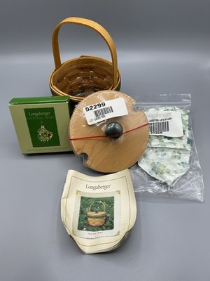 NEW (MINT) Longaberger 2001 Lucky You Basket Set   Liner, Protector, Lid, Tie-on