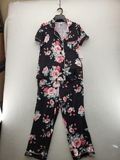 Joyspun Women Knit Short Sleeve Notch Collar Top  Capri Pajama 2Pcs Small New