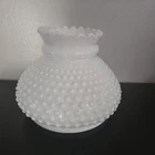 Vintage White Milk Glass Hobnail Ruffled Top Globe Shade.