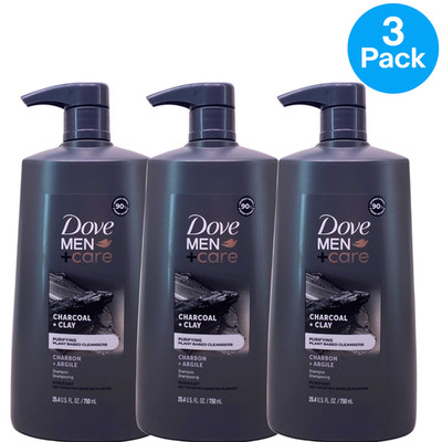 Dove Men Care Charcoal and Clay Shampoo 25.4 oz 3 Pack New