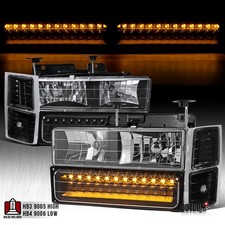 Fit 94-98 Chevy C10 Silverado 95-99 Tahoe Black Headlightled Bumpercorner Lamp