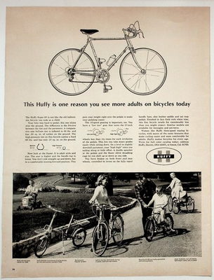 #ad #ad Huffy Super 60 Bicycle Vintage Print Ad 1960s Black White Collectible $13.50
