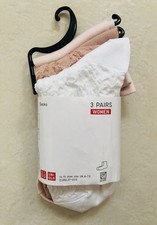 Women Ankle Socks Uniqlo Crew Taper 3-Pairs, Size UK 4 - 7.5 
