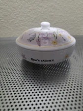 See’s Candies  Floral  Ceramic Round Candy Jar Spring