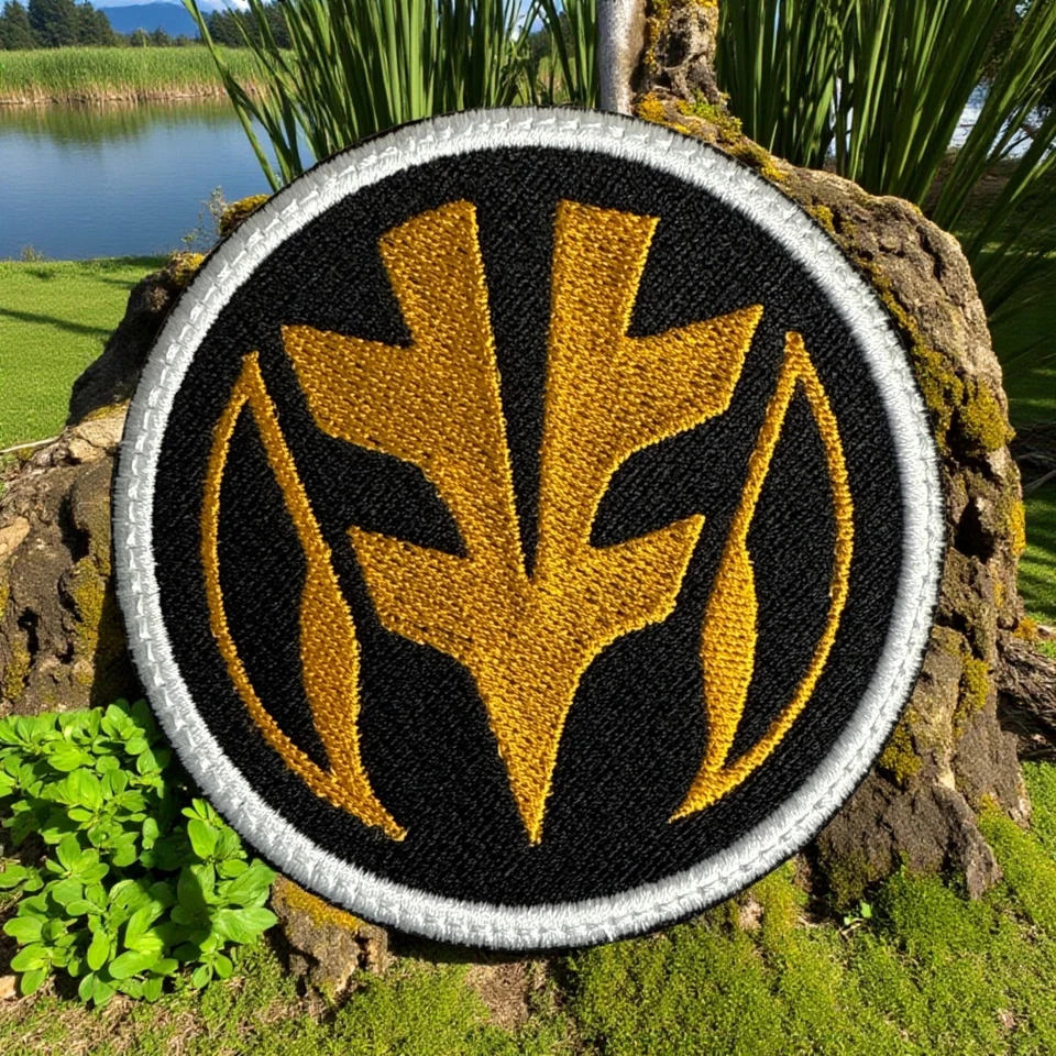 Power Ranger White Ranger Coin Logo Embroidered Patch 3.5" X 3.5"- 5" X 5" - Image 3 of 4