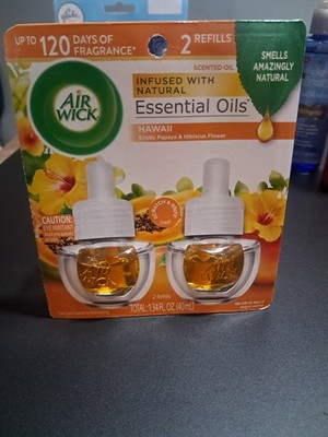 Air Wick Scented Oil - Hawaii Exotic Papaya/Hibiscus Flwr 2 REFILLS SEALED