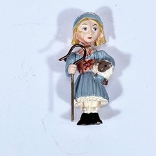 Estatuilla de metal Little Bo Peep articulada miniatura vintage de casa de muñecas pintada 1:12