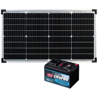 (0% MwSt) 230-V-Powerstation & Solarkonverter, LiFePO4, 111 Wh, 60-W-Solarpanel